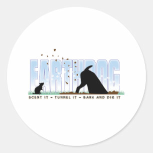 Earthdog Color-ontwerp voor Parson en Jack Russell Ronde Sticker