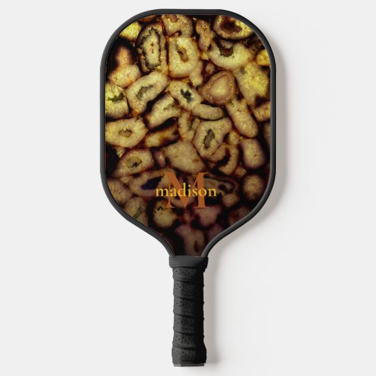 Earthen Groen goud zwart Quartz Agates monogram Pickleball Paddle (Voorkant)