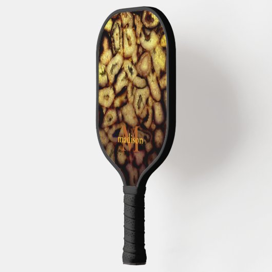 Earthen Groen goud zwart Quartz Agates monogram Pickleball Paddle (Links)
