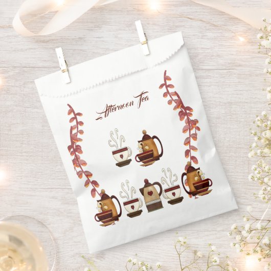 Earthen Mud Brown Teapot Aftermiddag Tea Party Bedankzakje (Geknipt)