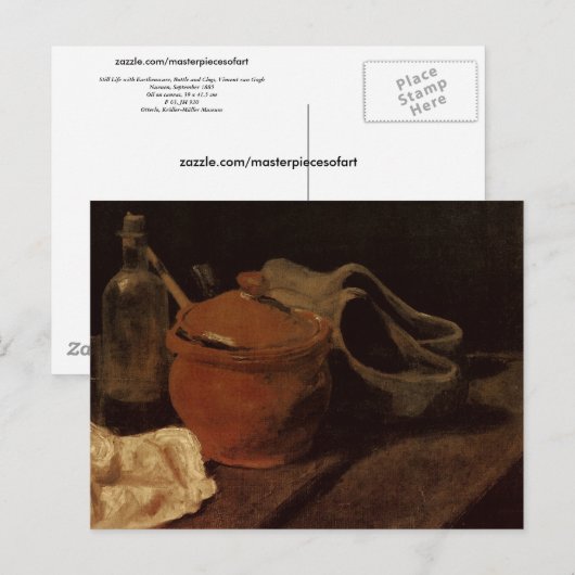 Earthenware, Bottle and Clogs, Vincent van Gogh Briefkaart (Voorkant / Achterkant)