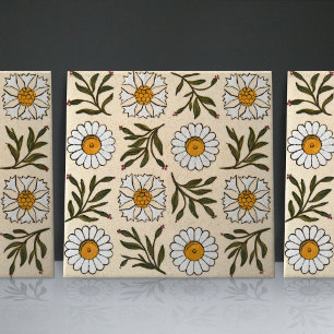Earthenware Daisies Naadloze witte groene floralen Tegeltje