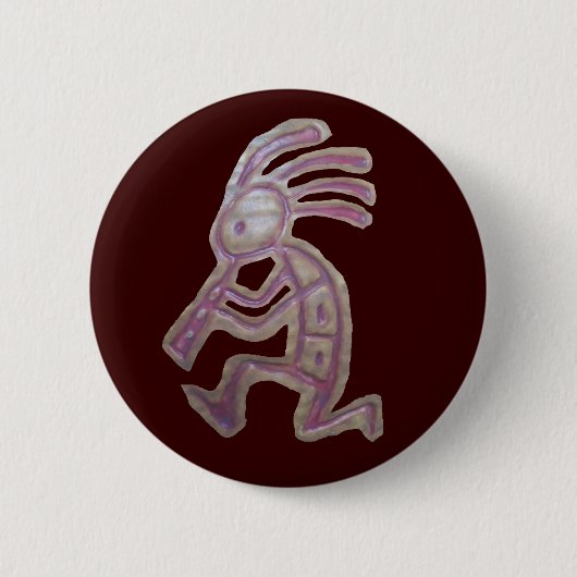 Earthenware Kokopelli Ronde Button 5,7 Cm (Voorkant)