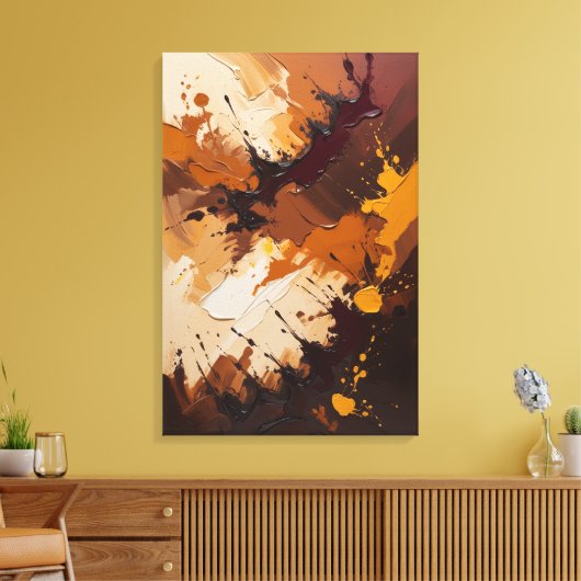 Earthly Harmony - getextureerde Abstracte olieverf Canvas Afdruk (Insitu (Woonkamer))