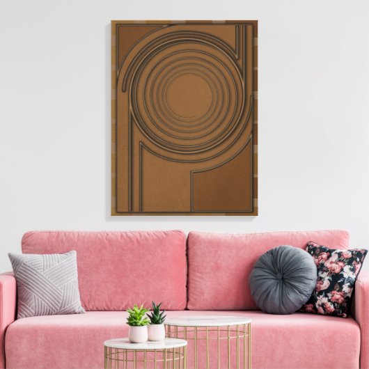 Earthly Vortex: Modern 3D Minimalist Boho Art Canvas Afdruk (Insitu (Woonkamer))