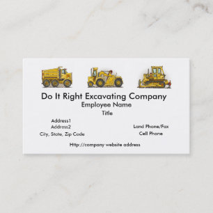 Earthmover Construction Business Cards Visitekaartje