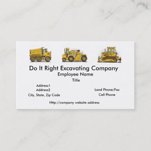 Earthmover Construction Business Cards Visitekaartje (Voorkant)