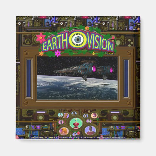 EARTHOVISION-magneet (vierkant) Magneet (Voorkant)