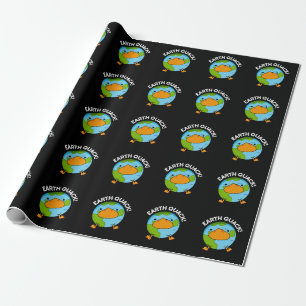 Earthquack Funny Aardbeving Pun Dark BG Cadeaupapier