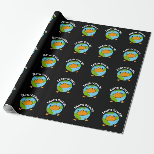 Earthquack Funny Aardbeving Pun Dark BG Cadeaupapier (Uitgerold)