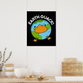 Earthquack Funny Aardbeving Pun Dark BG Poster (Keuken)