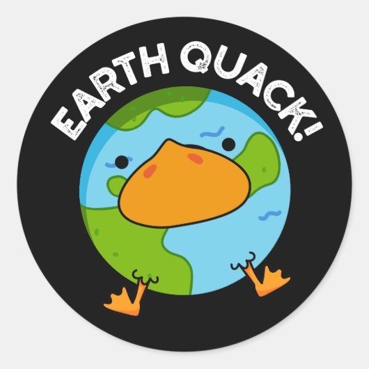 Earthquack Funny Aardbeving Pun Dark BG Ronde Sticker (Voorkant)