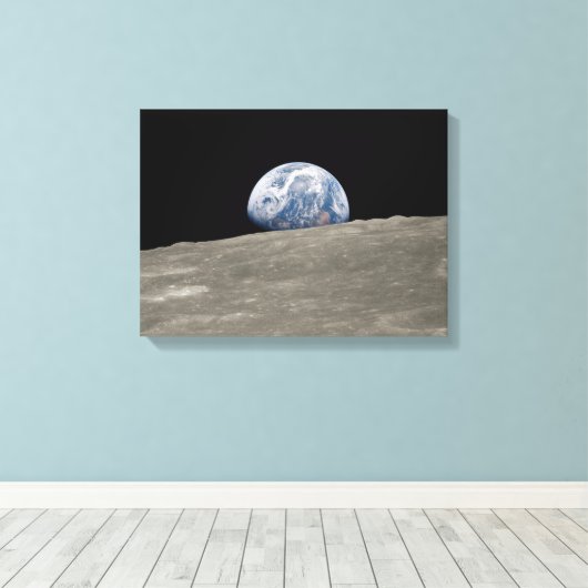 Earthrise Apollo 8 Canvas Afdruk (Insitu (Houten vloer))