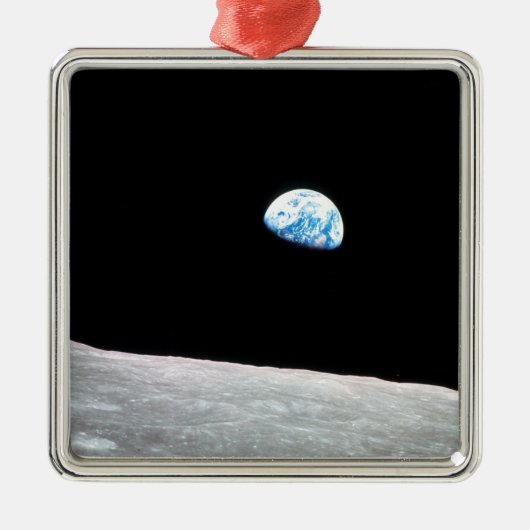 Earthrise from Moon Space Photo Metalen Ornament (Voorkant)