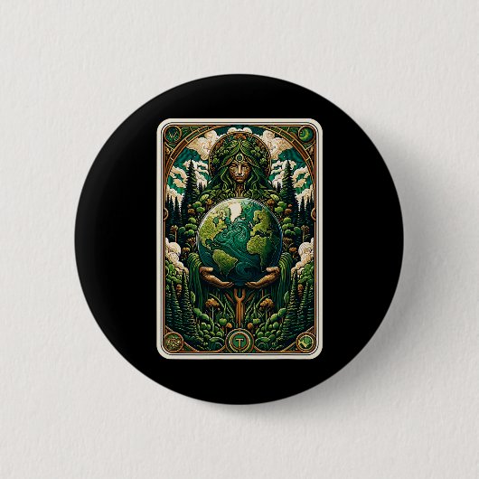 Earth's Guardian Enchanting Natuur Art Tarot Kaart Ronde Button 5,7 Cm (Voorkant)