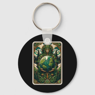 Earth's Guardian Enchanting Natuur Art Tarot Kaart Sleutelhanger