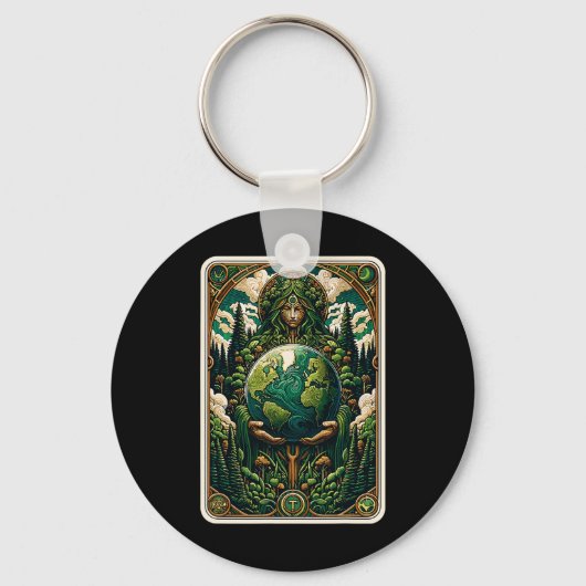 Earth's Guardian Enchanting Natuur Art Tarot Kaart Sleutelhanger (Voorkant)