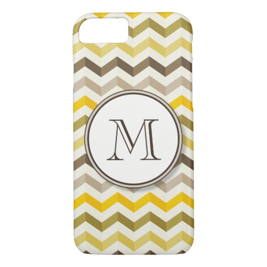 Earthtone Chevron Stripes met rond monogram Case-Mate iPhone Case (Achterkant)