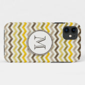 Earthtone Chevron Stripes met rond monogram Case-Mate iPhone Case (Achterkant (horizontaal))