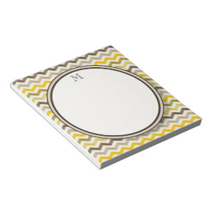 Earthtone Chevron Stripes met rond monogram Notitieblok