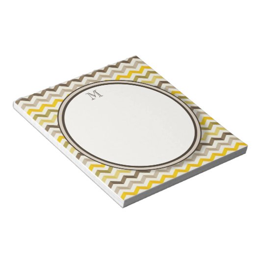 Earthtone Chevron Stripes met rond monogram Notitieblok (Schuin)