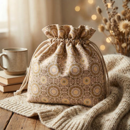 Earthtone Ethnic Bohemian Kaleidoscopic Pattern Stof