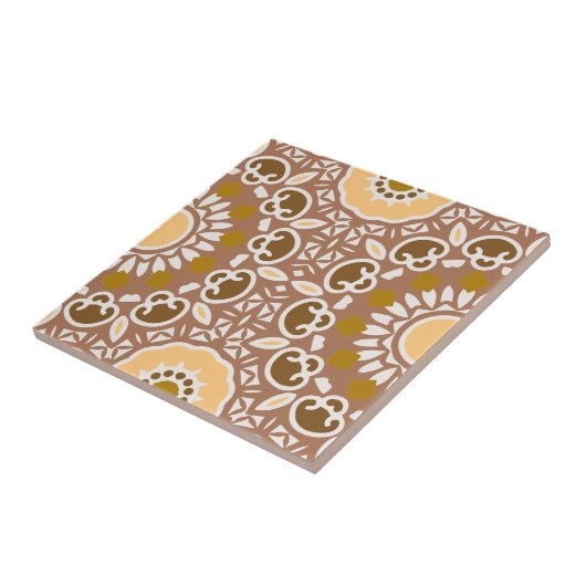 Earthtone Ethnic Bohemian Kaleidoscopic Pattern Tegeltje (Zijkant)
