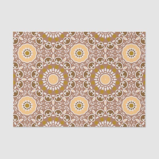 Earthtone Ethnic Bohemian Kaleidoscopic Pattern Tissuepapier (Voorkant)