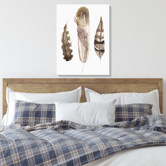 Earthtone Feathers II Canvas Afdruk (Insitu (Slaapkamer))