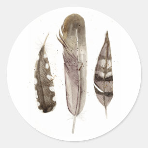 Earthtone Feathers II Ronde Sticker