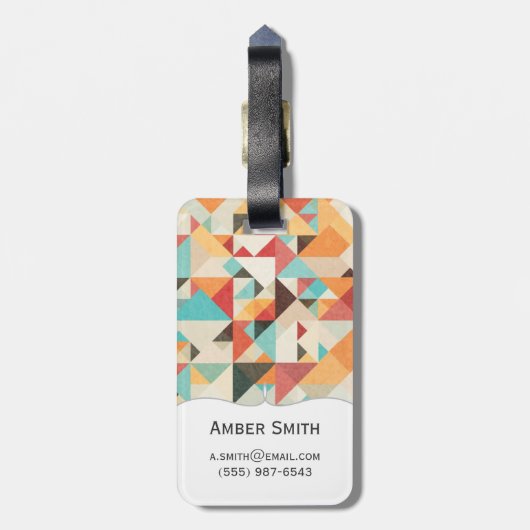 Earthtone Geometric Pattern Bagagelabel (Achterkant verticaal)
