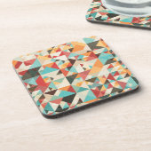 Earthtone Geometric Pattern Bier Onderzetter (Linkerzijde)