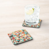 Earthtone Geometric Pattern Bier Onderzetter (Rechterzijde)