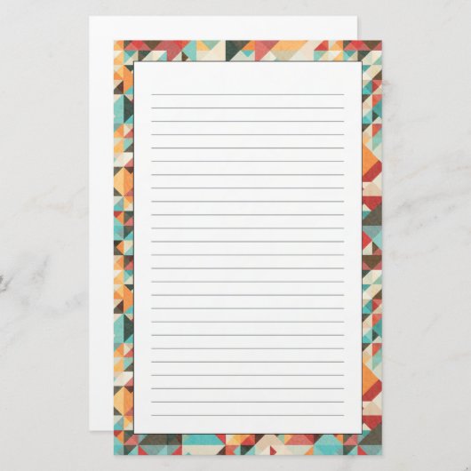 Earthtone Geometric Pattern Briefpapier (Voorkant / Achterkant)