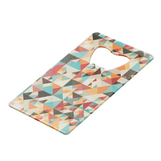Earthtone Geometric Pattern Creditkaart Flessenopener (Voorkant Gekanteld)