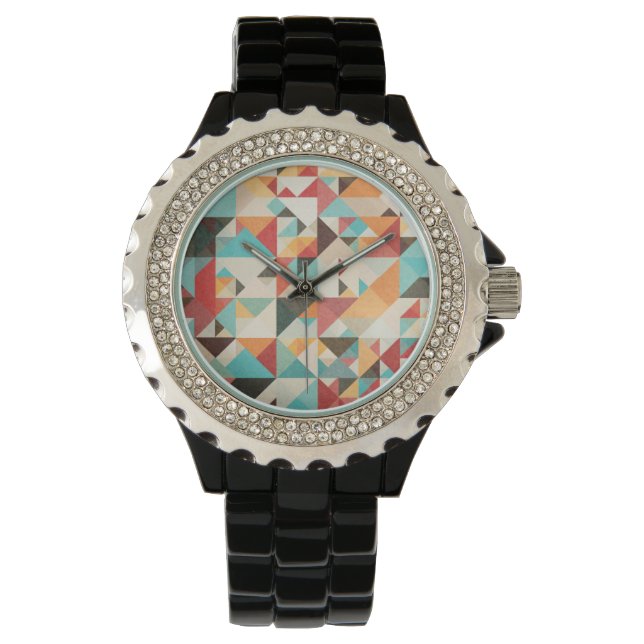 Earthtone Geometric Pattern Horloge (Voorkant)