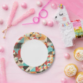 Earthtone Geometric Pattern Papieren Bordje (Feest)