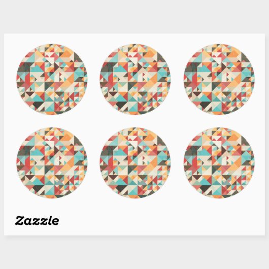 Earthtone Geometric Pattern Ronde Sticker (Vel)
