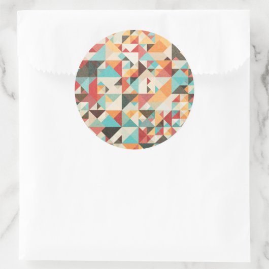 Earthtone Geometric Pattern Ronde Sticker (Tas)