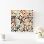 Earthtone Geometric Pattern Vierkante Klok (Huis)