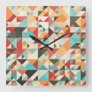 Earthtone Geometric Pattern Vierkante Klok
