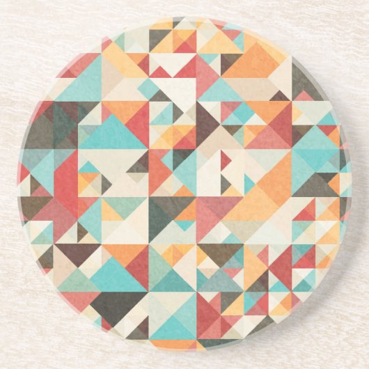 Earthtone Geometric Pattern Zandsteen Onderzetter (Voorkant)