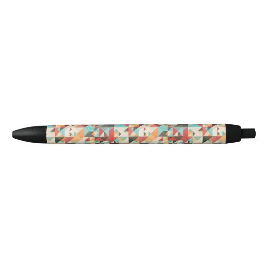 Earthtone Geometric Pattern Zwarte Inkt Pen (Voorkant)
