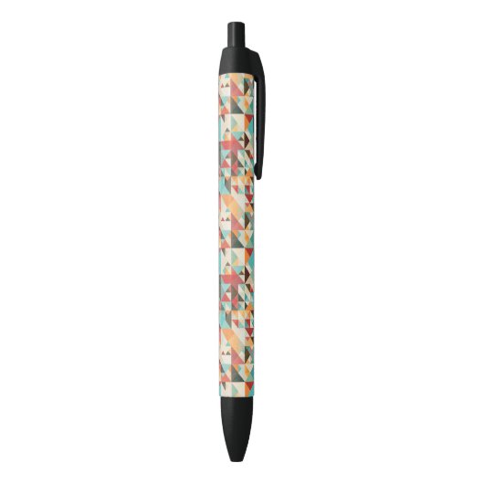 Earthtone Geometric Pattern Zwarte Inkt Pen (Achterkant (Verticaal))