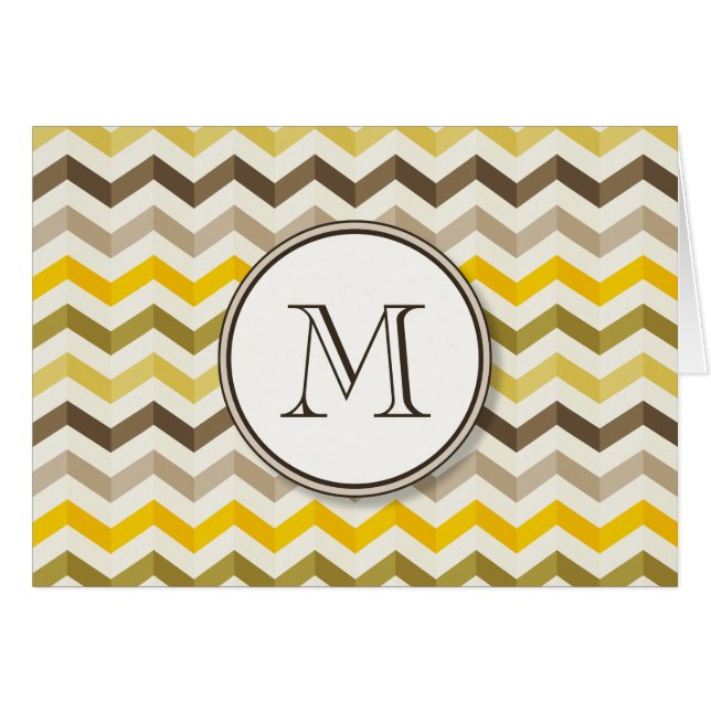 Earthtone Gold Chevron Stripes met rond monogram (Voorkant Horizontaal)