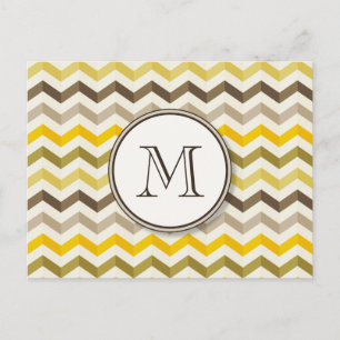 Earthtone Gold Chevron Stripes met rond monogram Briefkaart