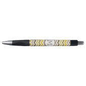Earthtone Gold Chevron Stripes met rond monogram Pen (Voorkant)