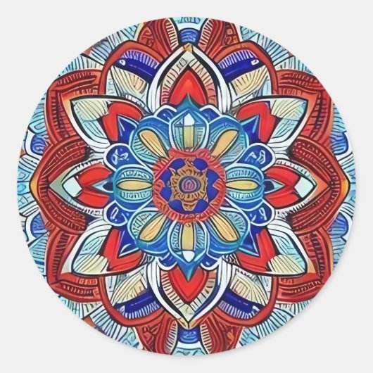 Earthtone Mandala Ronde Sticker (Voorkant)