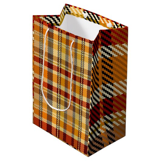 Earthtone Plaid Gift Bag Medium Cadeauzakje (Voorkant Gekanteld)