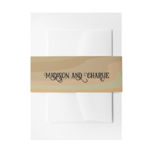 Earthtone Retro wervelt eenvoudige bruiloft Uitnodigingen Wikkel